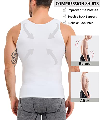 Optlove Men Body Shaper Vest Compression Shirts Slimming Tummy Control Shapewear Abdomen Undershirt Fajas Para Hombres White #TOP2