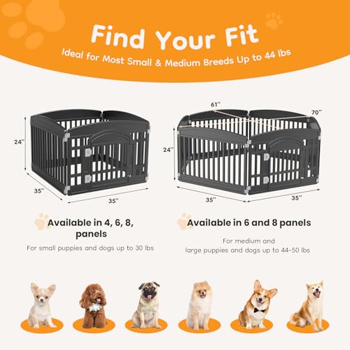Image of NEWBULIG Dog Playpen 4-Panel, 24IN Puppy Playpen, Stable Dog Play Pen Indoors /Outdoor with Secure Locking Door, Plastic Pet Fence for Small & Medium Dogs