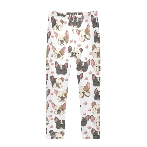 Wusikd Bulldog Dog Girls' Leggings Toddler Doodles Puppy Kids Yoga Pants Dance Active Tights 4T