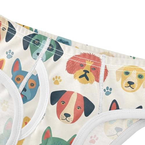 CHIFIGNO Cute Dogs Beige Briefs for Boys Printed Cotton Underwear Toddler Boys Breathable Underwear Briefs4