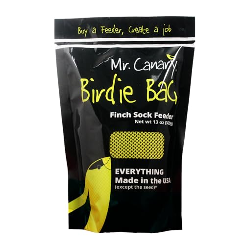 Mr. Canary Birdie Bag 13oz Nyjer Finch Sock Feeder Seed-Filled Everything Made in The USA by People with Disabilities Sterilized Nyjer Seed Wont Sprout (Yellow)