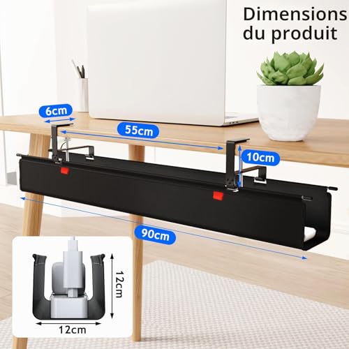 Cache-câbles en tissu Oxford 600D résistant pour grand bureau de 90cm - 3