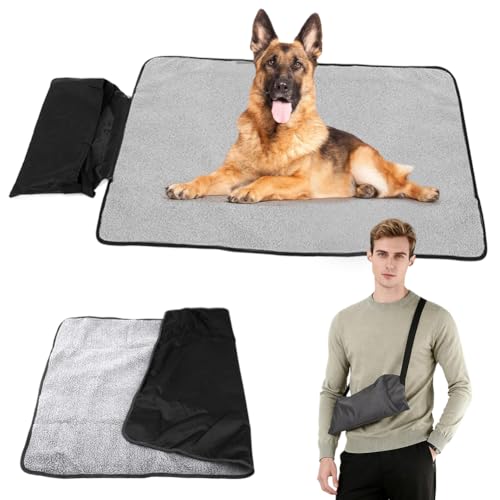 Hundedecke für Unterwegs, Faltbare Wasserdichte Haustier Decke Camping Decke Hund Katze Mat Wärmende Decke, Hundebett Hundematte für Outdoor Innen Große Reisedecke für Haustier, 100 x 70 cm (Schwarz)