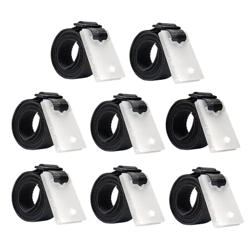 Lot de 8 sangles de retenue pour piscine avec boucles et clips - Enrouleur pour bâches de piscine