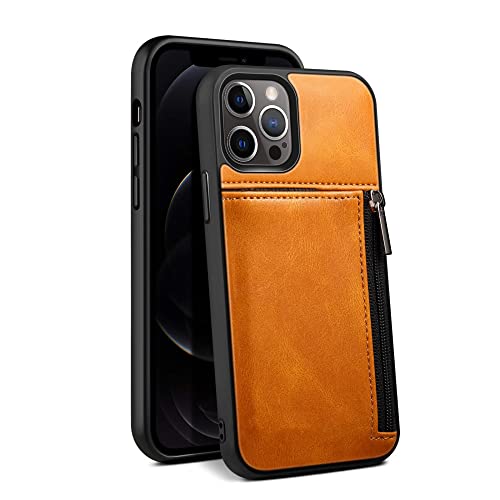 Étui de téléphone en cuir véritable iPhone 13 Pro étui portefeuille kaki à rabat