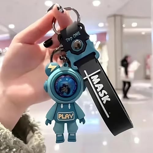 Image of Cute Cartoon Character Silicone 3D Key Chain with Strap Charm & Metal Hook, Merchandise Key Rings Gift for Kids Girls Boys Men & Women