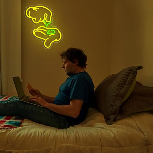 Image of Weed Neon Signs for Wall Decor Green Leaf Neon Light Hand Neon Light Sign Weed Wall Decor Dimmable LED Wall Art for Man Cave Bedroom Hotel Shop Bar Garage Decor Gifts for Men,Size 13.8 * 12.7in(P025)