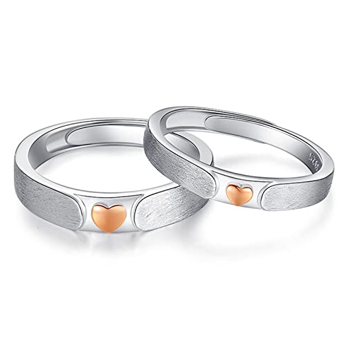 Bague alliance ajustable argent véritable bicolore mate de mariage