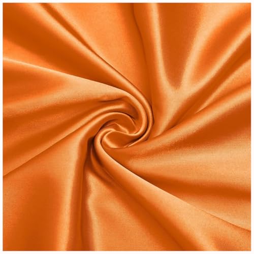 Tissu satin orange au mètre en polyester élasthanne fluide 150 cm pour robe