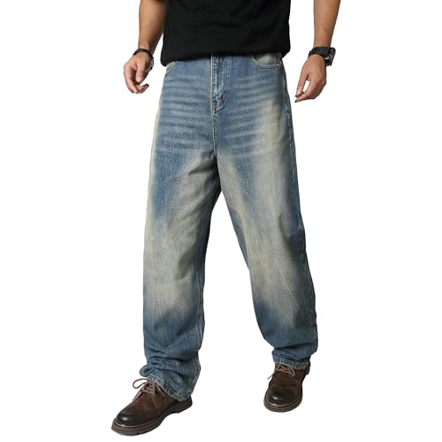 OIIIO Men's Wide Leg Baggy Casual Jean2