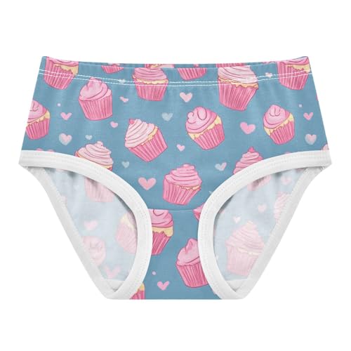 Wusikd Cute Pink Cupcakes Girls' Underwear Cotton Hearts Girls Briefs Soft Toddler Underwear 2T