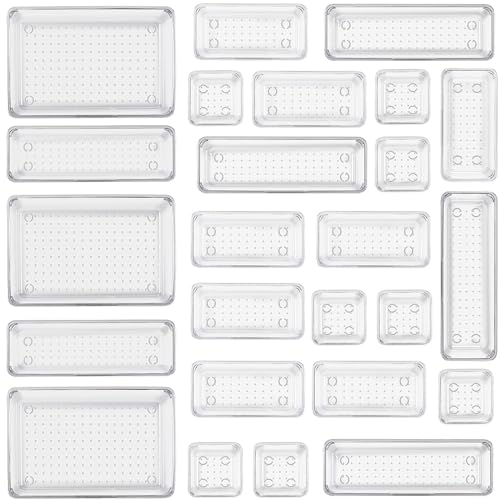 Collazoey 25 pcs Organisateurs de Tiroirs en Transparent,avec 4 t...