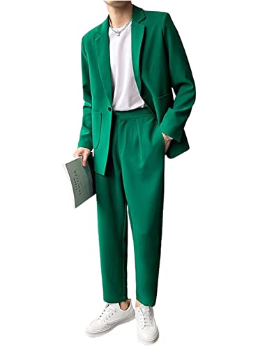 Men's One Button Two-Piece Suit, Notch Lapel Formal Dinner Party Daily Prom Wedding Tuxedos Jacket+Pants