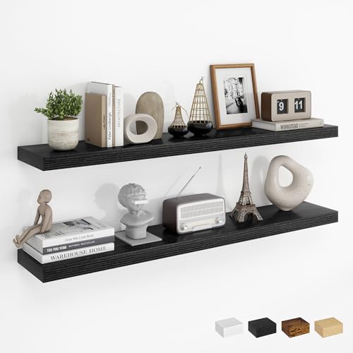 Dreamland 40Inch Floating Shelves for Wall, Rustic Wooden Black Floating