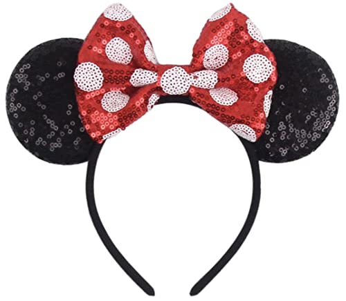 Image of CLGIFT Minnie Ears, Rose gold, Iridescent, Silver gold blue, Rainbow Sparkle, Classic Red Sequin (Polka-Dot)