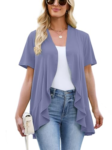 Image of Heymoments Women's Lightweight Open Front Knit Cardigans Short Sleeve Casual Soft Drape Summer Cardigan S-2XL