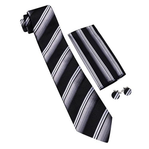 Image of Barry.Wang Mens Tie Set Plaid Check Neckties Formal Business Wedding Luxury Pocket Square Cufflinks