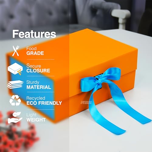 Image of RBS - Foldable Rigid Hamper Box (23 x 16 x 10cm) Empty Gift Boxes (1 Pack) Rectangular Gift Box Empty Multipurpose Decorative Folding Paper Gift Box Holds Upto 5 kg Diwali Box For Gift (Aqua Charm)
