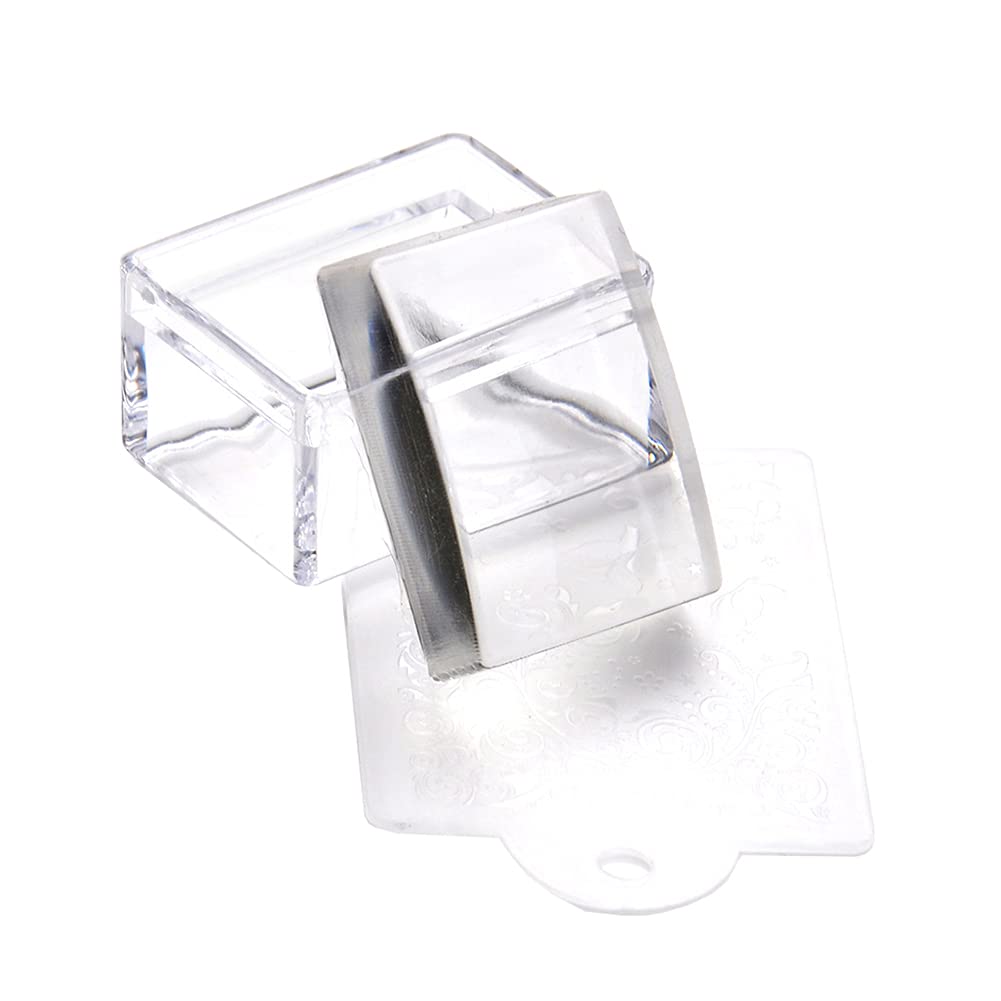 GSHLLO 2 Sets Rectangle Clear Silicone Nail Art Stamper with Scraper Nail Stamping Jelly Manicure Tools for DIY Nail Deco-picture-34