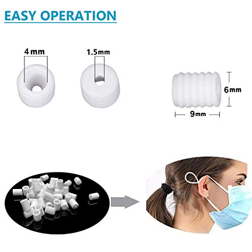 100 Pcs Cord Locks, Silicone Elastic Rope Adjuster, White Elastic Silicone Soft Non-Slip Stopper, Toggles For Drawstrings, Used To Adjust Rope Length #TOP2