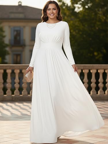 Image of KOH KOH Womens Long Sleeve Flowy Modest Elegant Evening Maxi Dress Gown