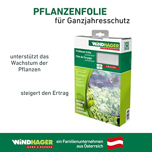 Windhager Frühbeet-Folie Supergrow, Gartenfolie, Gewächshausfolie, Treibhausfolie, Pflanzfolie, 35 µm, 5 x 1,35 m, transparent