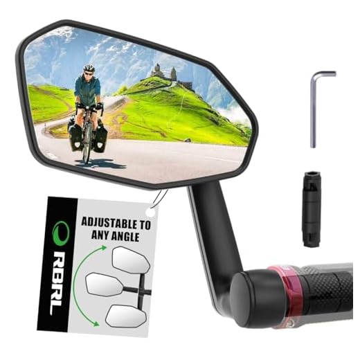 RBRL Bicycle Mirror, Extra Large Bike Mirror, 360° Adjustable Shatterproof and Durable Bar End Rear View Mirror Bicycle, Side Mirrors for E-Bike (Left)