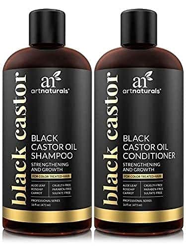 artnaturals Black Castor-Oil Shampoo and Conditioner – (2 x 16 Fl Oz   473ml) – Strengthen, Grow and Restore – Jamaican Castor – For Color Treated Hair