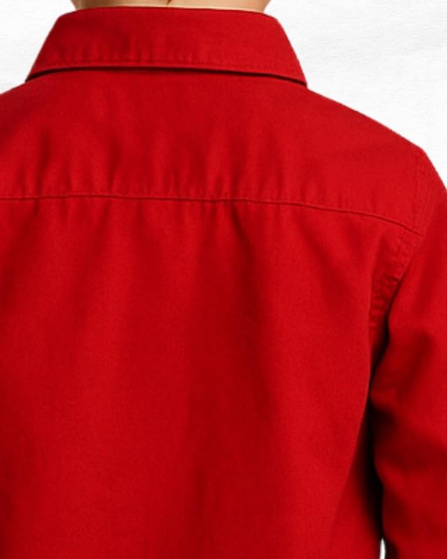 Image of Niren Enterprise Boys Red Full Sleeve Cotton Regular Fit Shirt Kids and Junior Boys Shirt