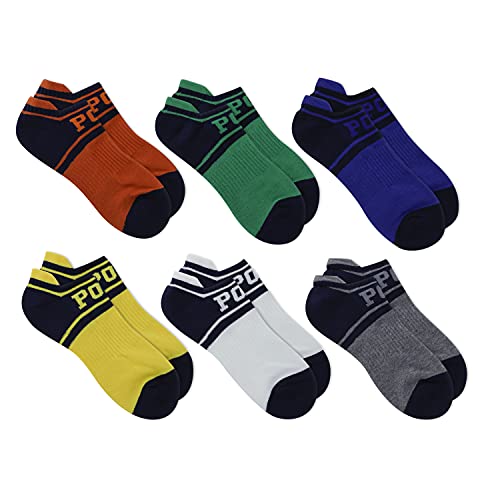 POLO RALPH LAUREN Men's 6-Pack Polo Bright Logo Low Cut Sock, Assorted, 10-13