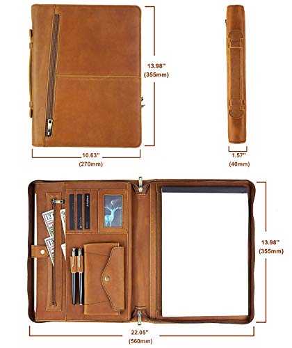 Calfinder Leather Portfolio With Handle Genuine Leather Portfolio For Men, Padfolio For Ipad & Macbook (Up To 13.3"), Vintage Carrying Case For Men #TOP5