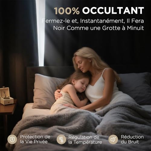 Rideau occultant effet lin 140x245 Joydeco isolant thermique - 4