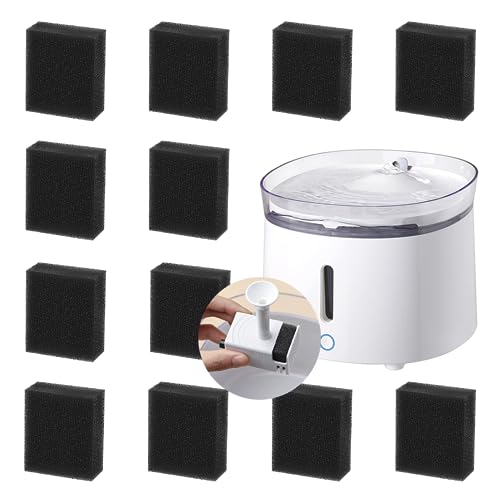 12 Pcs Esponja Filtro de Fuente de Agua para Gatos, Filtros de Esponja para Fuente de Gato Filtro Reemplazos de Esponja Suministro de Agua Potable Limpia para Gato Mascota
