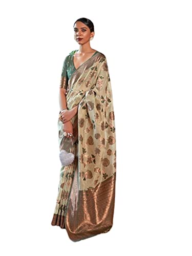 Sari traditionnel en organza semi-cousu pour fête modèle 8786 coloris multicolore 5