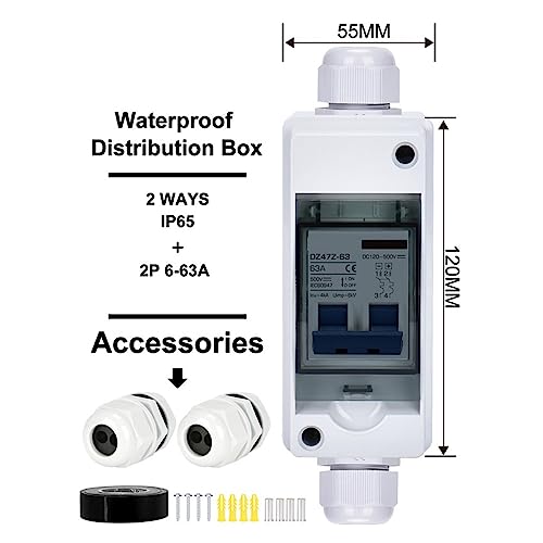 Caja impermeable IP65 con disyuntor 2P MCB para corriente continua 5