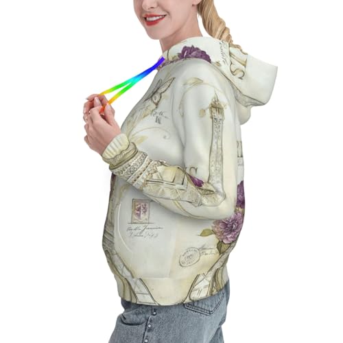 Pull à capuche Tour Eiffel avec grande poche kangourou et cordon ajustable - 2