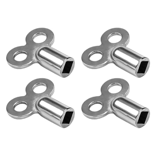 DOKRIN Accessoires pour chauffage central，Quatre clés d'échappement de radiateur, clés de radiateur argentées, clés universelles, robustes et stables, adaptées à presque tous les radiateurs.