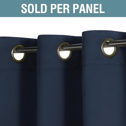 Image of H.VERSAILTEX Blackout Curtain for Living Room Extra Long, Thermal Insulated Bedroom Curtains Grommet Top, Noise Reducing Patio Door Curtain - Navy Blue, One Panel, 52'W x 120'L
