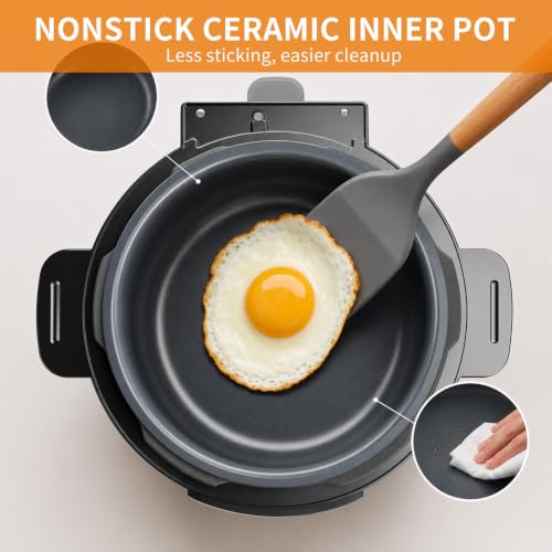 Image of 6Qt 9-in-1 Electric Pressure Cooker,Quick Meals, Time Saving, Healthy Non-Stick Pot, Rice /Slow /Steam /Saute /Warmer, 24H Delay - Efficient Cooking Solution for Home, Meal Prep, Gift for Cooks, Silver