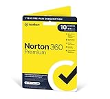  Norton 360 Premium 2023, Antivirus software for 10 Devices and 1-year subscription with automatic renewal, Includes Secure VPN and Password Manager, PC/Mac/iOS/Android, Activation Code by Post