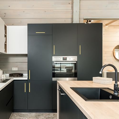 Image of Ravinte 50 Pack 7.38 Inch Square Cabinet Pulls Brushed Brass Stainless Steel Kitchen Drawer Pulls Cabinet Handles 7-3 /8 inchLength,5 inch Hole Center