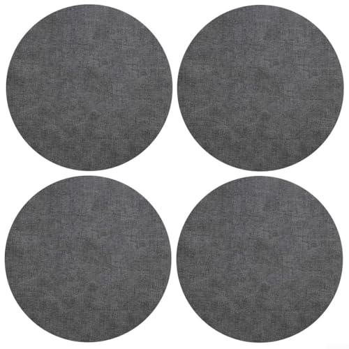 4 manteles individuales redondos de piel sintética elegantes e impermeables para uso diario (gris oscuro)