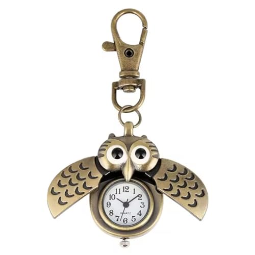 ODETOJOY Flip Open Owl Keychain Watch Pendant for Handbag or