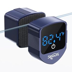Seaoura Magnetischer Aquarienreiniger mit Thermometer Blau