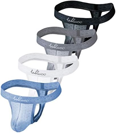 WLLWOO Men's Thongs Underwear, Low Rise Stretch Sexy Mesh G-String Quick Dry Jockstrap Athletic Supporters Multipack