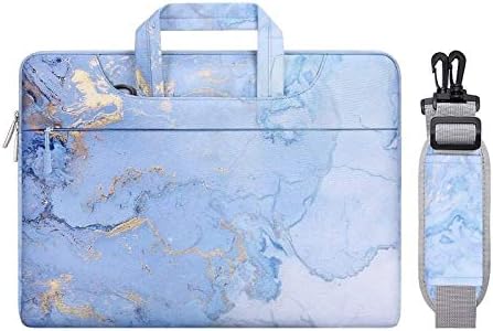 MOSISO Laptop Shoulder Bag Compatible with MacBook Pro 16 inch 2023-2019 M2 A2780 M1 A2485 Pro/Max A2141/Pro Retina 15 A1398, 15-15.6 inch Notebook, Polyester Watercolor Marble Carrying Briefcase,Blue