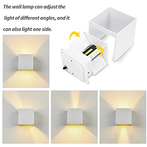 Lanfu Led Aluminum Square Cube Waterproof White Wall Sconce Outdoor Light Exterior Wall Lighs Fixtures Outside For House Patio 6W 100-277V 3000K Angle-Adjustment Warm Light 2Leds White 6W #TOP1