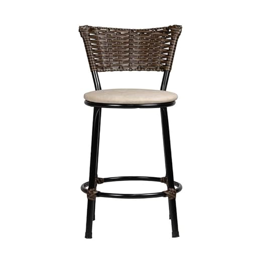 Banqueta Baixa Moderna Multiuso Sua Casa Top Cozinha Americana Aço Balcão Area Gourmet Banco Encosto Juncado Estrutura Branca (Junco Chocolate Mesclado, Bege)