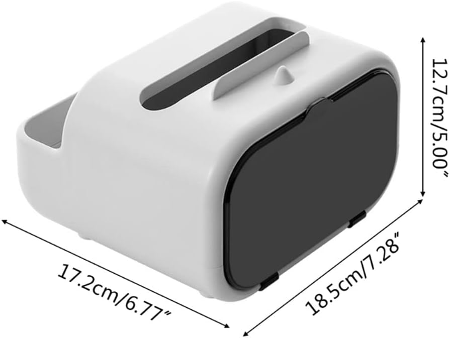 Creative Desktop Tissue Box with Magnetic Lid Cover Mobile Phone Rack Remote Control Holder Stationery Storage Case (Color : Yellow Size : 18.5 * 17.2 * 12.7cm) (White 18.5 * 17.2 * 12.7cm) image 2