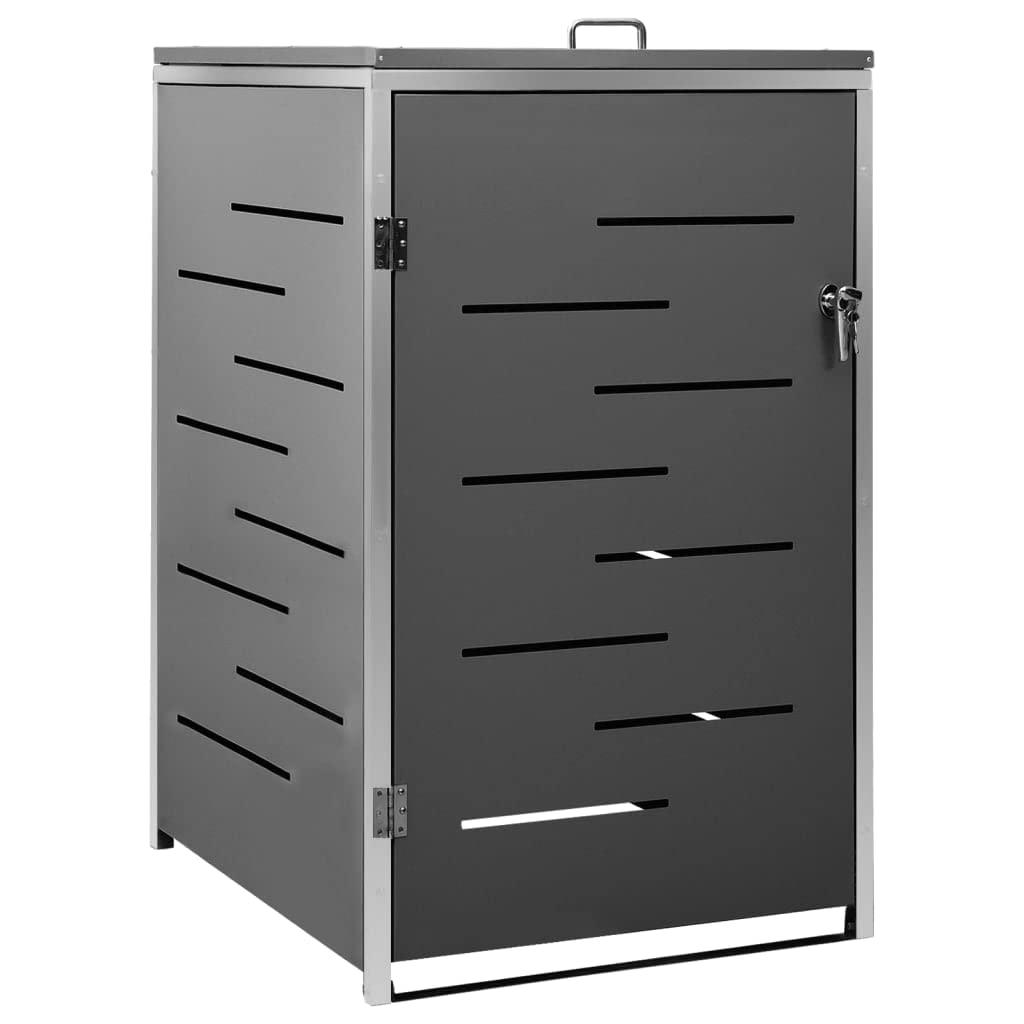 Hommdiy Mülltonnenbox für 1/2/34 Tonnen Rahmen aus Edelstahl Mülltonnenverkleidung Müllbox Mülltonne Müllcontainer Gartenbox Gerätebox Mülltonnenschrank Anthrazit (1 Tonnen)